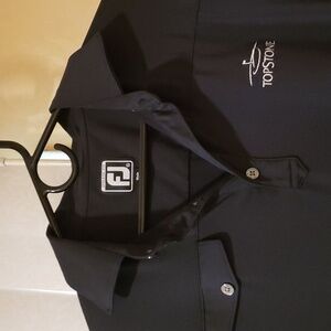 FJ Footjoy Black XL Athletic Fit Topstone logo FJ logo